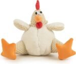 goDog Checkers Fat Rooster Squeaky Plush Dog Toy, Chew Guard Technology - White, Large - Image 2