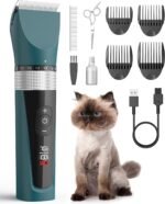 oneisall Cat Clippers for Matted Hair, 5-Speed Quiet Cat Grooming kit, Cordless Pet Shaver for Long Hair,Waterproof Pet Hair Trimmer, Pet Clippers for Cats(Green) - Image 2