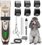 oneisall Dog Clippers Low Noise, 2-Speed Quiet Dog Grooming Kit Rechargeable Cordless Pet Hair Clipper Trimmer Shaver for Small and Large Dogs Cats Animals (Gold) - Image 2