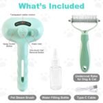 3-in-1 Pet Steam Brush for Dog Cat,Double-Sided Undercoat Rake for Shedding & Grooming,Spray Pet Hair Removal & Deshedding Dematting Comb for Long Short Haired,2 PCS - Image 3