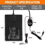 REPTI ZOO 8" X 12" Reptile Heat Pad 24W Fast Heating Pad with Adjustable Thermostat Reptile Heat Mat for Turtles/Hermit Crabs/Bearded Dragons/Leopard Geckos/Snakes/Lizards, and Seed Germination - Image 3