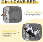 GASUR Dog Beds for Small Medium Large Dogs with Cover Cave, Rectangle Hooded Dog Puppy Bed with Blanket, Cozy Anti-Anxiety Cat Beds for Indoor Cats, Anti-Slip Bottom and Machine Washable (20", Grey) - Image 3