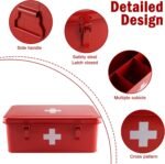 First Aid Box with Mini First Aid Kit, Metal Medicine Storage Box with Handles & Safety Lock, First Aid Organizer Waterproof Hard Shell Small Case for Travel Home Office Camping Hiking Car - Image 3