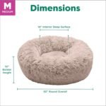 Furhaven 30" Round Calming Donut Dog Bed for Medium/Small Dogs, Refillable w/ Removable Washable Cover, For Dogs Up to 45 lbs - Shaggy Plush Long Faux Fur Donut Bed - Taupe, Medium - Image 4