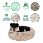 Furhaven 30" Round Calming Donut Dog Bed for Medium/Small Dogs, Refillable w/ Removable Washable Cover, For Dogs Up to 45 lbs - Shaggy Plush Long Faux Fur Donut Bed - Taupe, Medium - Image 6