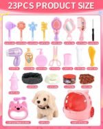 23 Pcs Walking Dog Toy for Kids 3-5 5-7, Electronic Interactive Puppy with Carrier & Leash, Realistic Barking Wagging Tail Plush Dog, Pretend Play Birthday Gifts for Girls 4 6 8 Year Old - Image 3