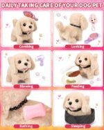 23 Pcs Walking Dog Toy for Kids 3-5 5-7, Electronic Interactive Puppy with Carrier & Leash, Realistic Barking Wagging Tail Plush Dog, Pretend Play Birthday Gifts for Girls 4 6 8 Year Old - Image 4