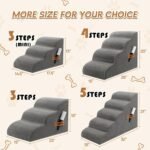 Romrol Dog Stairs Ramp for High Beds Couches, 33D High Density Foam Pet Steps with Durable Non-Slip Waterproof Fabric Cover, Dog Stairs for Small Dogs or Cats or Pets, 4-Step,Grey - Image 3