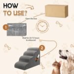 Romrol Dog Stairs Ramp for High Beds Couches, 33D High Density Foam Pet Steps with Durable Non-Slip Waterproof Fabric Cover, Dog Stairs for Small Dogs or Cats or Pets, 4-Step,Grey - Image 4