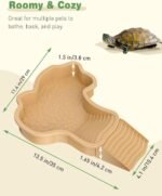 Pawfly Reptile Bathing Pool with Removable Ramp, Reptile Food Dish Feeding Dish, Tortoise Water Dish Water Bowl with Steps, Turtle Bathing Pool Bath Tub Soaking Dish for Gecko Snake Lizard Frog - Image 3