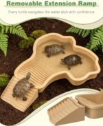 Pawfly Reptile Bathing Pool with Removable Ramp, Reptile Food Dish Feeding Dish, Tortoise Water Dish Water Bowl with Steps, Turtle Bathing Pool Bath Tub Soaking Dish for Gecko Snake Lizard Frog - Image 4