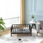 OSCHF Dog Bed with Rails - Elevated Pet Metal Bed Frame with Solid Wood Board and Washable Soft Mat for Medium Dog Indoor or Outdoor Use, 25.2" x 37.8", Black - Image 8