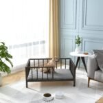 OSCHF Dog Bed with Rails - Elevated Pet Metal Bed Frame with Solid Wood Board and Washable Soft Mat for Medium Dog Indoor or Outdoor Use, 25.2" x 37.8", Black - Image 9