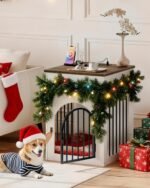 CHOEZON Dog Crate Furniture, Wooden Dog House with Charging Station and Storage Drawer, Indoor Pet Crate End Table for Small Breeds, Dog Kennel for Living Room, Bedroom, White and Walnut MGW01UWL - Image 3