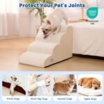 Airpanda Dog Steps for Bed, 4 Step Pet Stairs for Small and Medium Dogs, Non-Slip Dog Ramp with Washable Cover, High-Density Support Foam for Easy Climbing,Beige - Image 4