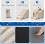 Airpanda Dog Steps for Bed, 4 Step Pet Stairs for Small and Medium Dogs, Non-Slip Dog Ramp with Washable Cover, High-Density Support Foam for Easy Climbing,Beige - Image 5
