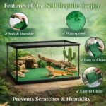 HERCOCCI 2 Pack Reptile Carpet, 39’’ x 20’’ Terrarium Bedding Substrate Liner Reptile Cage Mat Tank Accessories for Bearded Dragon Lizard Tortoise Leopard Gecko Snake (Green) - Image 3