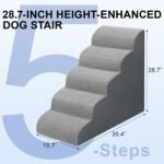 Dog Stairs for Bed 28.7”H, 5-Step Dog Ramp, Non-Slip Sturdy Pet Steps for Small Dogs & Cats to get on High Bed or Couches, Grey - Image 3