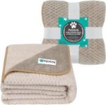 PetAmi Waterproof Dog Blanket, Leakproof XL Pet Blanket for Large Dogs, Furniture Sofa Couch Cover Protector, Fleece Cat Throw Bed Crate Kennel, Reversible Washable Soft Plush, Twin 60x80 Taupe Beige - Image 3