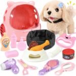 23 Pcs Walking Dog Toy for Kids 3-5 5-7, Electronic Interactive Puppy with Carrier & Leash, Realistic Barking Wagging Tail Plush Dog, Pretend Play Birthday Gifts for Girls 4 6 8 Year Old - Image 2