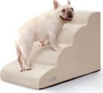 Airpanda Dog Steps for Bed, 4 Step Pet Stairs for Small and Medium Dogs, Non-Slip Dog Ramp with Washable Cover, High-Density Support Foam for Easy Climbing,Beige - Image 2
