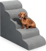 Dog Stairs for Bed 28.7”H, 5-Step Dog Ramp, Non-Slip Sturdy Pet Steps for Small Dogs & Cats to get on High Bed or Couches, Grey - Image 2