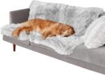 FurHaven Waterproof Throw Blanket For Dogs & Indoor Cats, Reversible Protective Pet Blanket, Extra Large, Long Faux Fur & Velvet, Mist Gray - Image 2