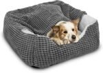 GASUR Dog Beds for Small Medium Large Dogs with Cover Cave, Rectangle Hooded Dog Puppy Bed with Blanket, Cozy Anti-Anxiety Cat Beds for Indoor Cats, Anti-Slip Bottom and Machine Washable (20", Grey) - Image 2