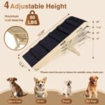 2026 Upgraded Dog Ramp for Couch - Foldable Small Dog Ramp for Bed - 4 Adjustable Height from 12" to 20" - Portable Pet Stairs with Non-Slip Pad - Pet Ramps Use for Low Bed Couch Steps Up to 60LBS - Image 3