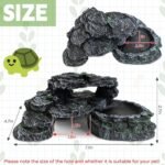 PINVNBY Reptile Hide Resin Turtles Dock for Aquarium (Size: 7.1 x 4.7 x 2.7 inches), Turtle Basking Platform for Small Size Snake Crested Gecko Lizard Frogs Newts - Image 3