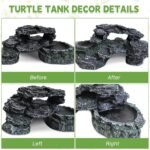 PINVNBY Reptile Hide Resin Turtles Dock for Aquarium (Size: 7.1 x 4.7 x 2.7 inches), Turtle Basking Platform for Small Size Snake Crested Gecko Lizard Frogs Newts - Image 4
