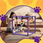 Soulchen Puppy Play Gym with 8 Hanging Toys, Small Dogs Enrichment Interactive Toys 19.7 Inch Pets Indoor Jungle Gym PVC Frame with Bungee Straps Enrichment Activity Center - Image 4