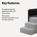 Amazon Basics Dog Steps, 14.4" H, 3-Step Pet Stairs with Non-Slip Bottom for Bed Couch and Sofa, Indoor Dogs and Cats, Grey - Image 3