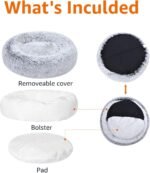 Amazon Basics Washable Donut Pet Bolster Faux Fur Bed with Removable Cover, Anti-Slip Bottom for Dog, Grey, 36" x 36" - Image 5