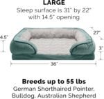 Furhaven Memory Foam Dog Bed for Large/Medium Dogs w/ Removable Bolsters & Washable Cover, For Dogs Up to 55 lbs - Plush & Velvet Waves Perfect Comfort Sofa - Celadon Green, Large - Image 3