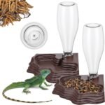2 Pack Reptile Water Feeder Automatic Water Dispenser Waterer 13.5Oz Feeding Accessories Tank Lizards Waterer for Bearded Dragon Terrarium Turtle Tank Feeding Geckos Frog (Brown) - Image 2