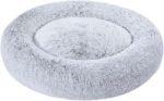 Amazon Basics Washable Donut Pet Bolster Faux Fur Bed with Removable Cover, Anti-Slip Bottom for Dog, Grey, 36" x 36" - Image 2