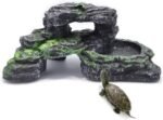 PINVNBY Reptile Hide Resin Turtles Dock for Aquarium (Size: 7.1 x 4.7 x 2.7 inches), Turtle Basking Platform for Small Size Snake Crested Gecko Lizard Frogs Newts - Image 2
