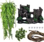 PINVNBY Reptile Resin Castle Decoration,Bearded Dragon Habitat Accessories Crested Gecko Hideouts Cave Reptiles Vines Flexible Jungle Climbing Vines Decor for Chameleon Snake Gecko Lizard(4 Pcs) - Image 2