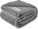 PetAmi Waterproof Dog Blanket for Couch, Extra Large 80x60, Pee Proof Sherpa Fleece Reversible Pet Throw, Furniture Protector for Bed Sofa Crate Kennel, Soft Washable Cover for Dog Cat, Light Grey - Image 2
