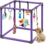 Soulchen Puppy Play Gym with 8 Hanging Toys, Small Dogs Enrichment Interactive Toys 19.7 Inch Pets Indoor Jungle Gym PVC Frame with Bungee Straps Enrichment Activity Center - Image 2