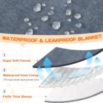Smiry Waterproof Blanket Throw for Large Dogs, Soft Reversible Dog Blanket for Sofa Couch Bed, Washable Leakproof Sherpa Fleece Furniture Couch Protector(50"x60", Grey/White) - Image 3