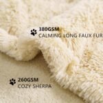 gogobunny Waterproof Dog Blanket for Couch & Furniture Protection - Super Soft Reversible Throw for Large Dogs & Cats, Calming Washable Fur & Sherpa Pet Blanket (60x80 Inch, Beige) - Image 3
