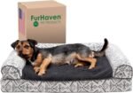 Furhaven Cooling Gel Dog Bed for Medium/Small Dogs w/ Removable Bolsters & Washable Cover, For Dogs Up to 35 lbs - Plush & Southwest Kilim Woven Decor Sofa - Boulder Gray, Medium - Image 2