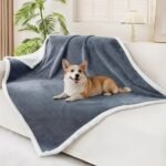 Smiry Waterproof Blanket Throw for Large Dogs, Soft Reversible Dog Blanket for Sofa Couch Bed, Washable Leakproof Sherpa Fleece Furniture Couch Protector(50"x60", Grey/White) - Image 2
