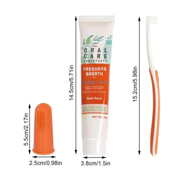 Beef Cat Toothbrush and Toothpaste Set for Teeth Cleaning Vanilla Toothpaste Finger Toothbrush Tongue Cleaning Pet Accessories - Image 6