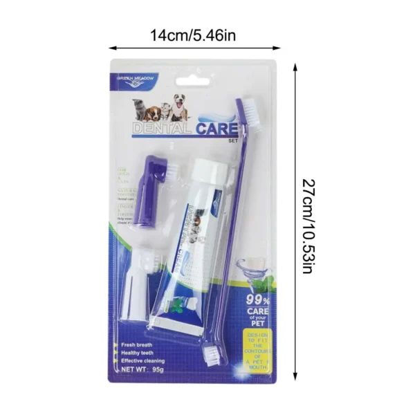 Pets Tartar Control Kit For Dogs Contains Toothpaste Toothbrush And Fingerbrush 4-Piece Dental Care Kit For Pet Teeth Cleaning - Image 2