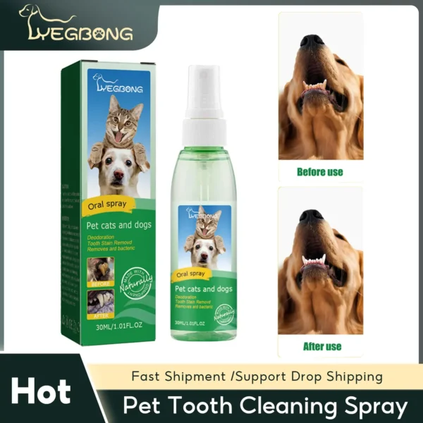 Pet Tooth Cleaning Spray Dog Tartar Plaque Remover Halitosis Cleaning Spray Pet Deodorant Oral Care Kitten Dental Cleaning Tool