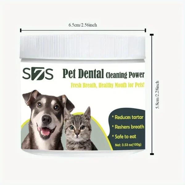 100g Pet Dental Powder for Dogs & Cats – Effective Tartar and Plaque Control, Freshens Breath, Promotes Oral Health - Image 3