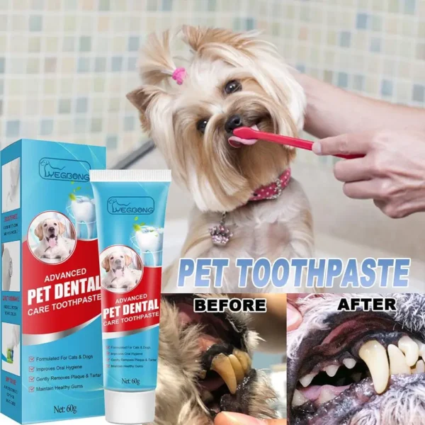 Pet Toothpaste Edible 60g for Dogs Cats Pet Dental Care Gel Teeth Cleaning and Fresh Breath Deodorant Tartar Plaque Cleaning